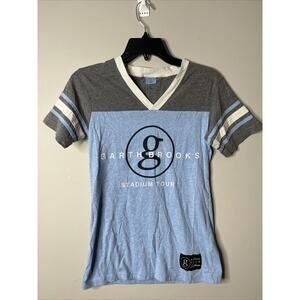 Garth Brooks Shirt Women's small Blue Grey Short Sleeve V-neck Stadium Tour Top